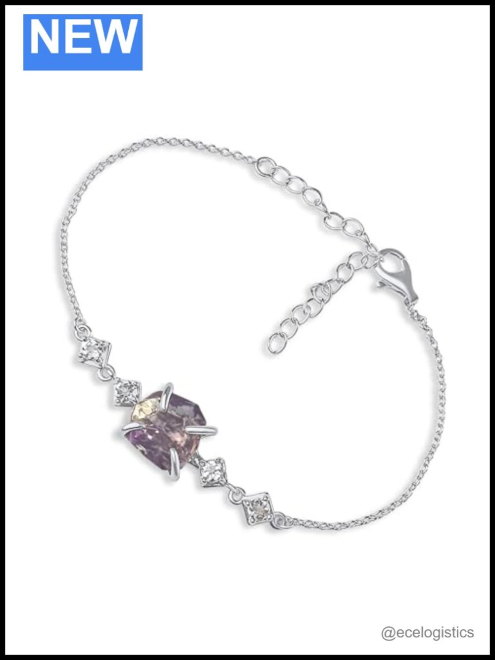 Raw Crystal Chain Bracelet Birthstone Gift Solid Sterling Silver Real Gold